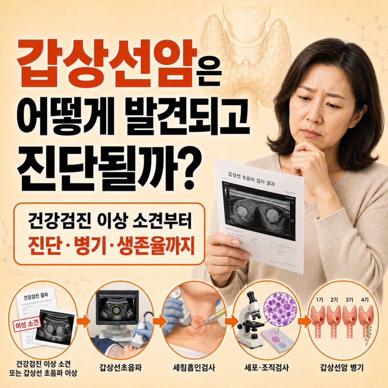 갑상선암은 어떻게 발견되고 진단될까? 건강검진 이상 소견부터 1기·2기·3기·4기 증상과 생....