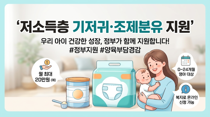 2026년 저소득층 기저귀·조제분유 지원금 신청 방법 및 자격 조건 총정리