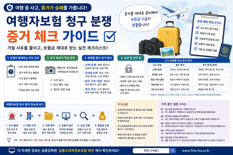 여행자보험 보험금 청구 막혔을 때｜휴대품·병원비·항공 지연 증빙 정리