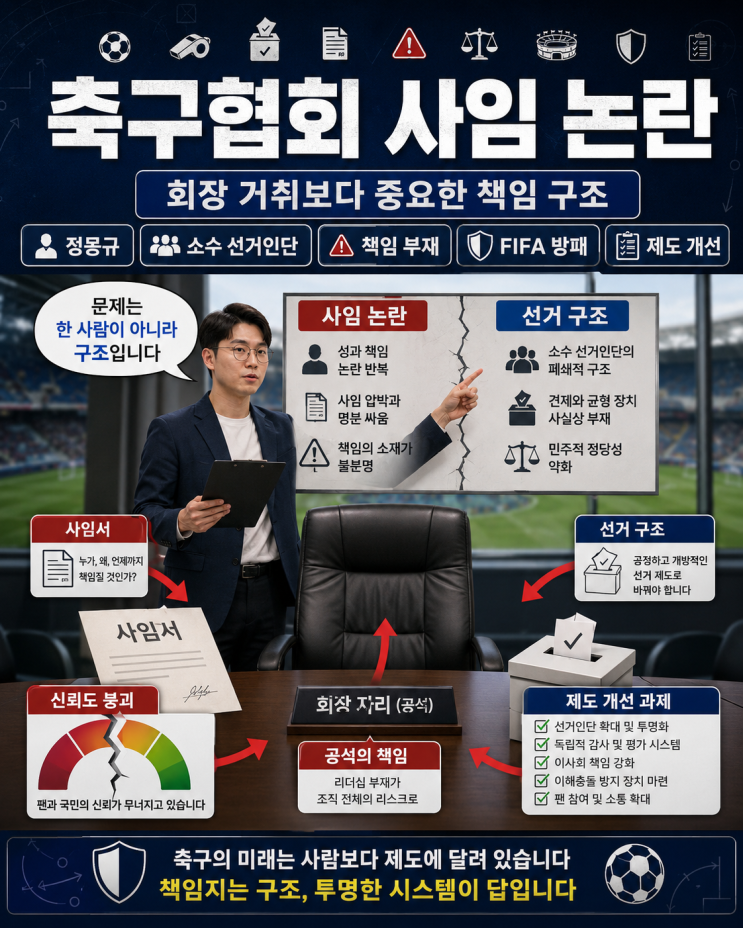 <b>정몽규 사임</b> 논란과 대한축구협회 선거 구조, 왜 축구팬들은... 