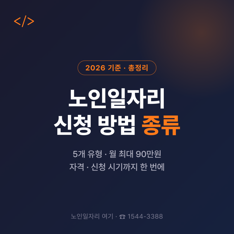 노인일자리 신청 방법 종류 총정리 (2026 기준·월 최대 90만원)