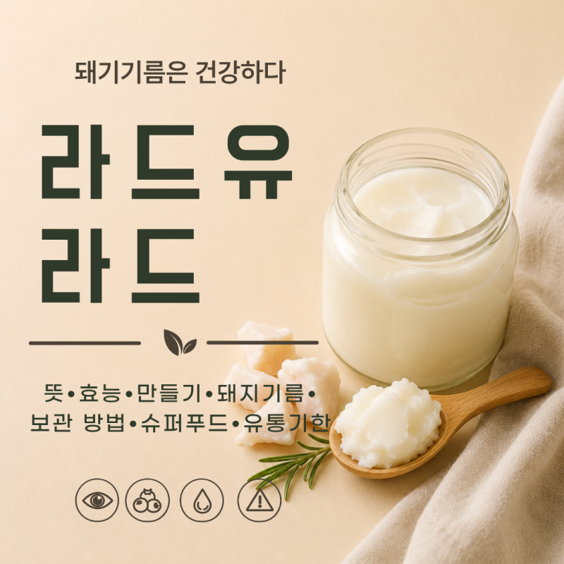 라드 라드유 뜻 효능 만들기 돼지기름 보관 방법 슈퍼푸드 유통기한