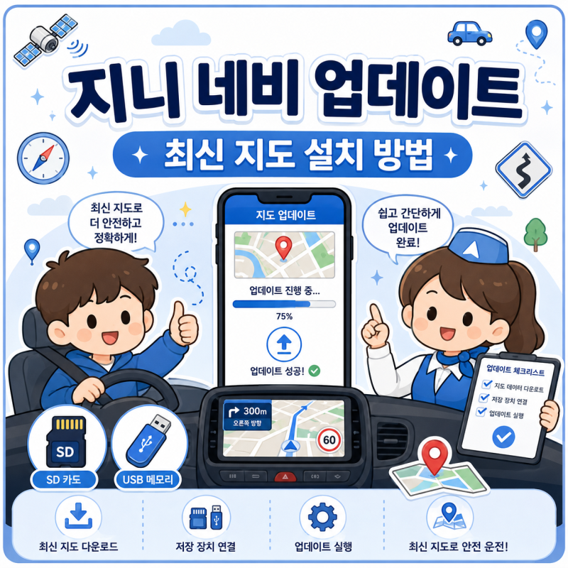 지니 네비 업데이트 방법, 내비게이션 최신 지도 설치