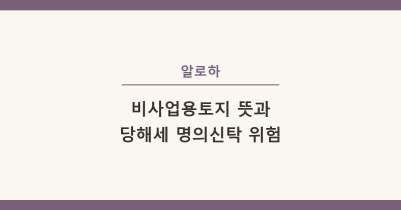 비사업용토지 뜻과 당해세 명의신탁 위험까지 직접 정리해봤어요