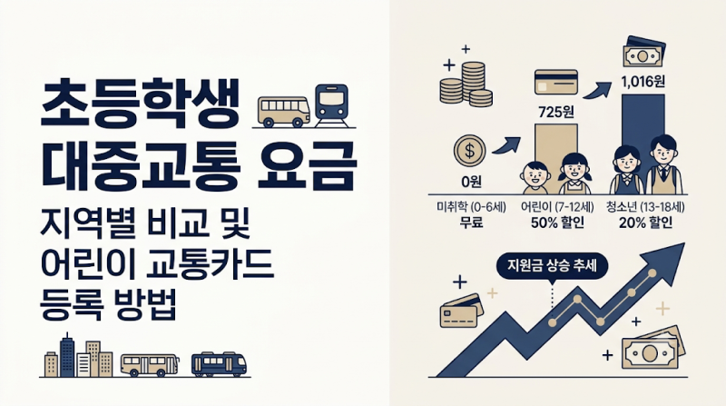 초등학생 대중교통 요금 지역별 비교 및 어린이 교통카드 등록 방법