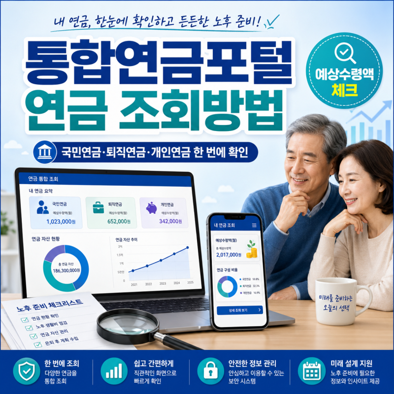 통합연금포털 연금 조회방법 국민연금·퇴직연금·개인연금 예상수령액 한 번에 확인하기