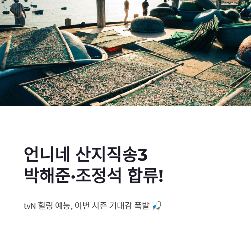 언니네 산지직송3 박해준 조정석 게스트 합류, tvN 예능 기대감 커진 이유