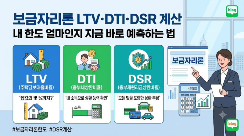 보금자리론 LTV·DTI·DSR 계산 — 내 한도 얼마인지 지금 바로 예측하는 법