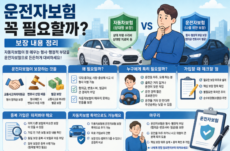 운전자보험 꼭 필요할까, 보장 내용 정리