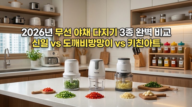 [소비자 가이드] 국내 브랜드 무선 야채 다지기 3종 객관적 비교 (신일·도깨비방망이·키친아....