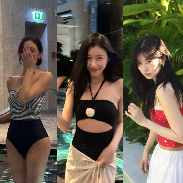 비키니보다 부담 없는 코디법! 정소민·채령·유나 수영복 패션