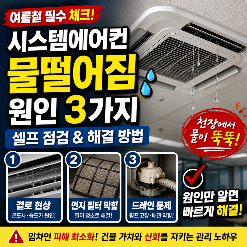 시스템에어컨 물떨어짐 원인 3가지와 셀프 점검 방법