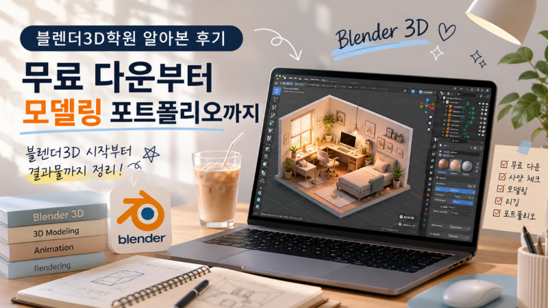 블렌더3D학원 알아본 후기｜무료 다운부터 모델링 포트폴리오까지
