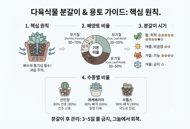 다육식물 분갈이 완벽 가이드: 다육이 죽이지 마세요! 실패 없는 분갈이와 흙 배합법