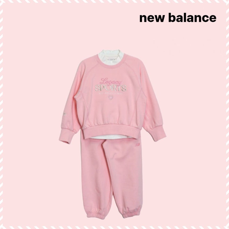 뉴발란스 키즈 여아 자수 맨투맨 셋업 3PCS, 골지 긴팔긴바지 상하세트