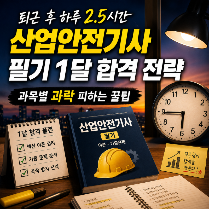 퇴근 후 하루 2.5시간, 산업안전기사 필기 1달 합격 전략 — 과목별 과락 피하는 꿀팁