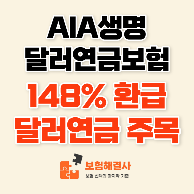 AIA생명 달러연금보험, 업계 최고 환급률 148% 달러자산 없는 분들이 주목하는 이유