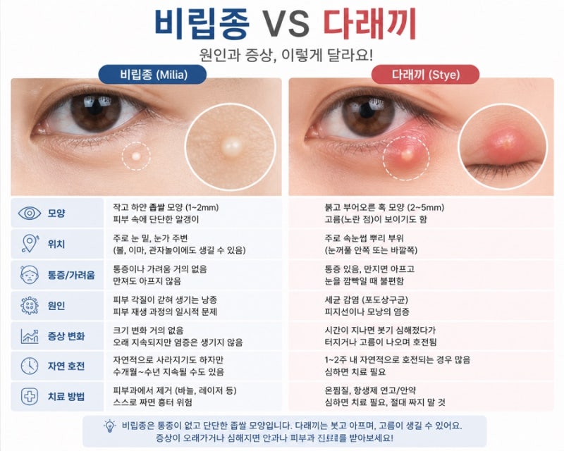 눈 밑에 갑자기 뽈록한 좁쌀, 비립종 원인