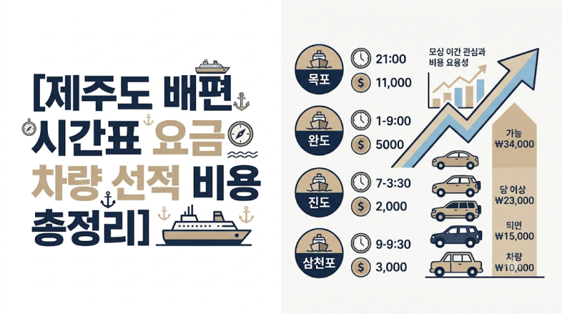제주도 배편 시간표 요금 차량 선적 비용 총정리