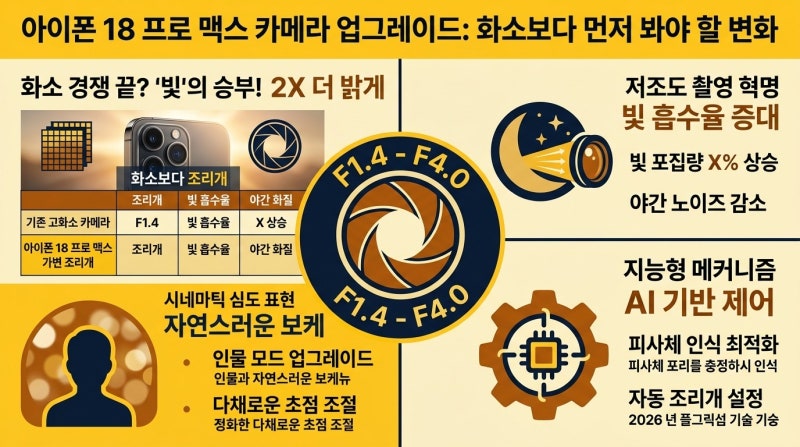 아이폰 18 프로 맥스 카메라 업그레이드 화소보다 먼저 봐야 할 변화,할 핵심 스펙
