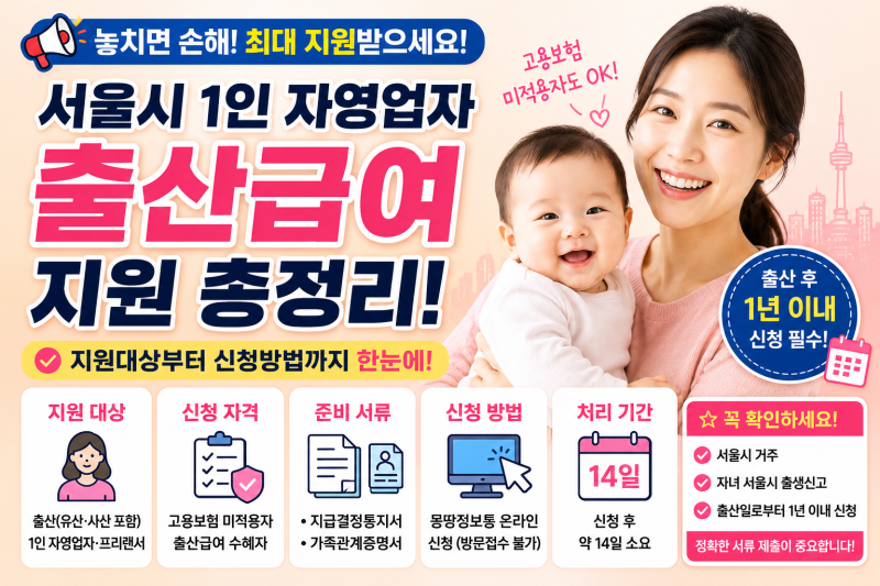 서울시 1인 자영업자 출산급여 총정리! 대상·서류·신청방법 한눈에 알아보기