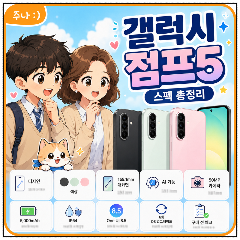 갤럭시 점프5 스펙 총정리 | KT 단독 출시, 120Hz 대화면, 5000mAh 배터리