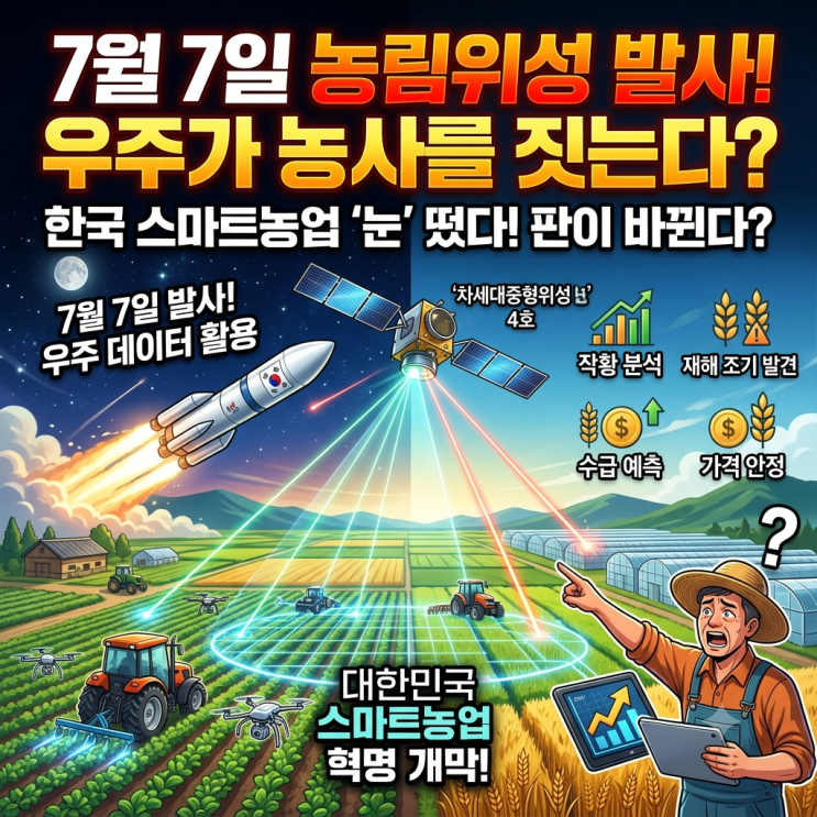 <b>농림위성</b> 7월 7일 <b>발사</b> "스마트농업 판 바뀌나"