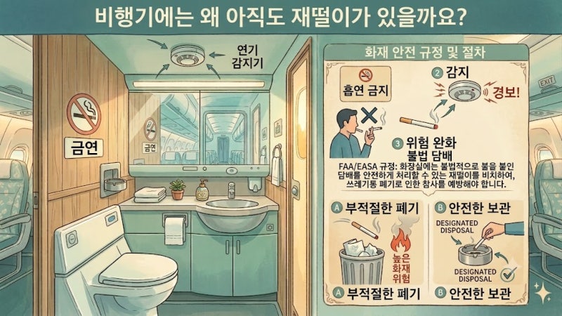 [항공 상식] 최신 비행기 화장실에도 ‘재떨이’가 여전히 남아있는 진짜 이유 ✈️