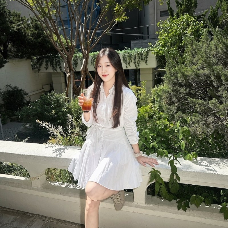 폴로 랄프로렌 화이트 코튼 옥스포드 셔츠 원피스 여름 코디룩