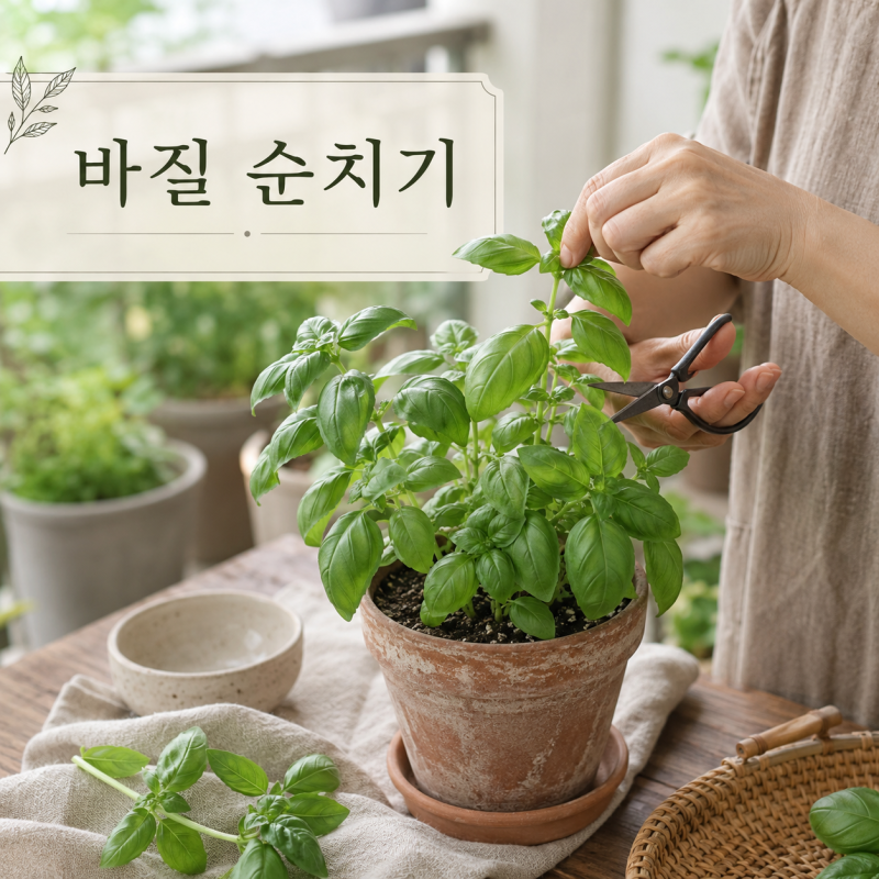 바질 순치기, 잎만 따고 끝내면 안 되는 이유와 제대로 하는 방법