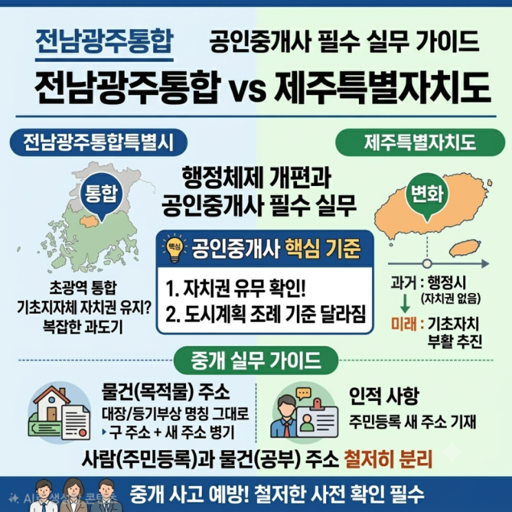 [실무] <b>전남광주통합특별시</b> vs 제주특별자치도: 행정체제 <b>개편</b>... 