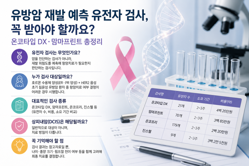 유방암 재발 예측 유전자 검사, 꼭 받아야 할까요? (온코타입 DX·맘마프린트 총정리)