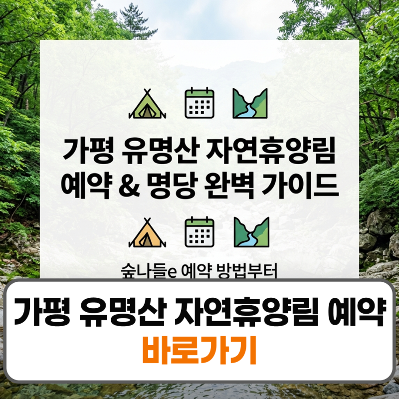 가평 유명산 자연휴양림 예약 방법 계곡 캠핑장 야영데크 명당