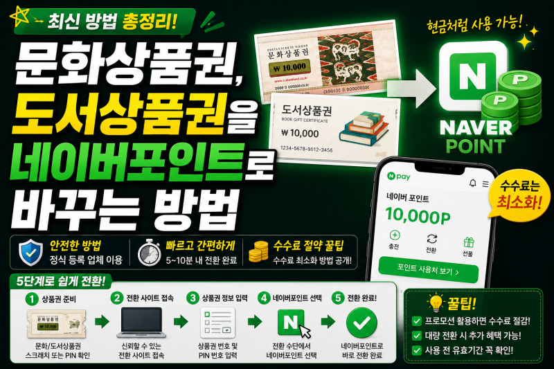 문화상품권, 도서상품권을 네이버포인트로 바꾸는 방법