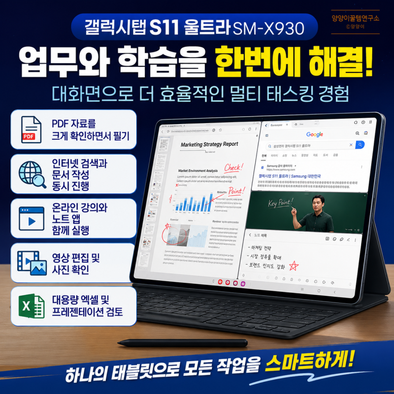 삼성전자 갤럭시탭 S11 울트라 Wi-Fi SM-X930, 업무와 학습을 모두 고려한다면 어떤 점을 살펴봐....