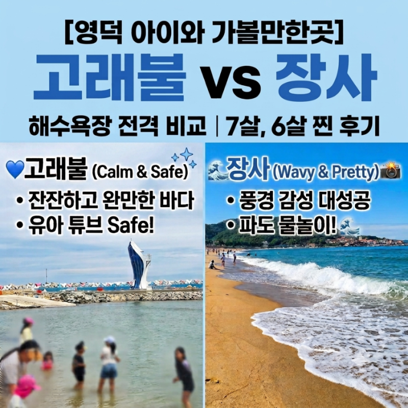 [영덕 아이와 가볼만한곳] 고래불 vs 장사 해수욕장 전격 비교! (ft. 7살·6살 찐 후기) ️