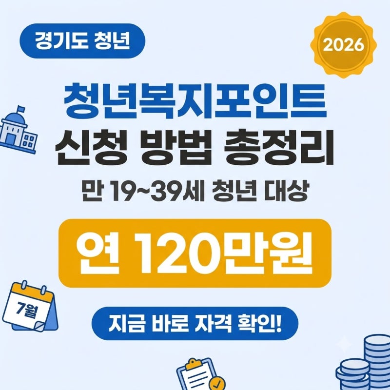 2026 경기도 청년복지포인트 연 120만원 신청 기간 방법 및 자격 조건 총정리