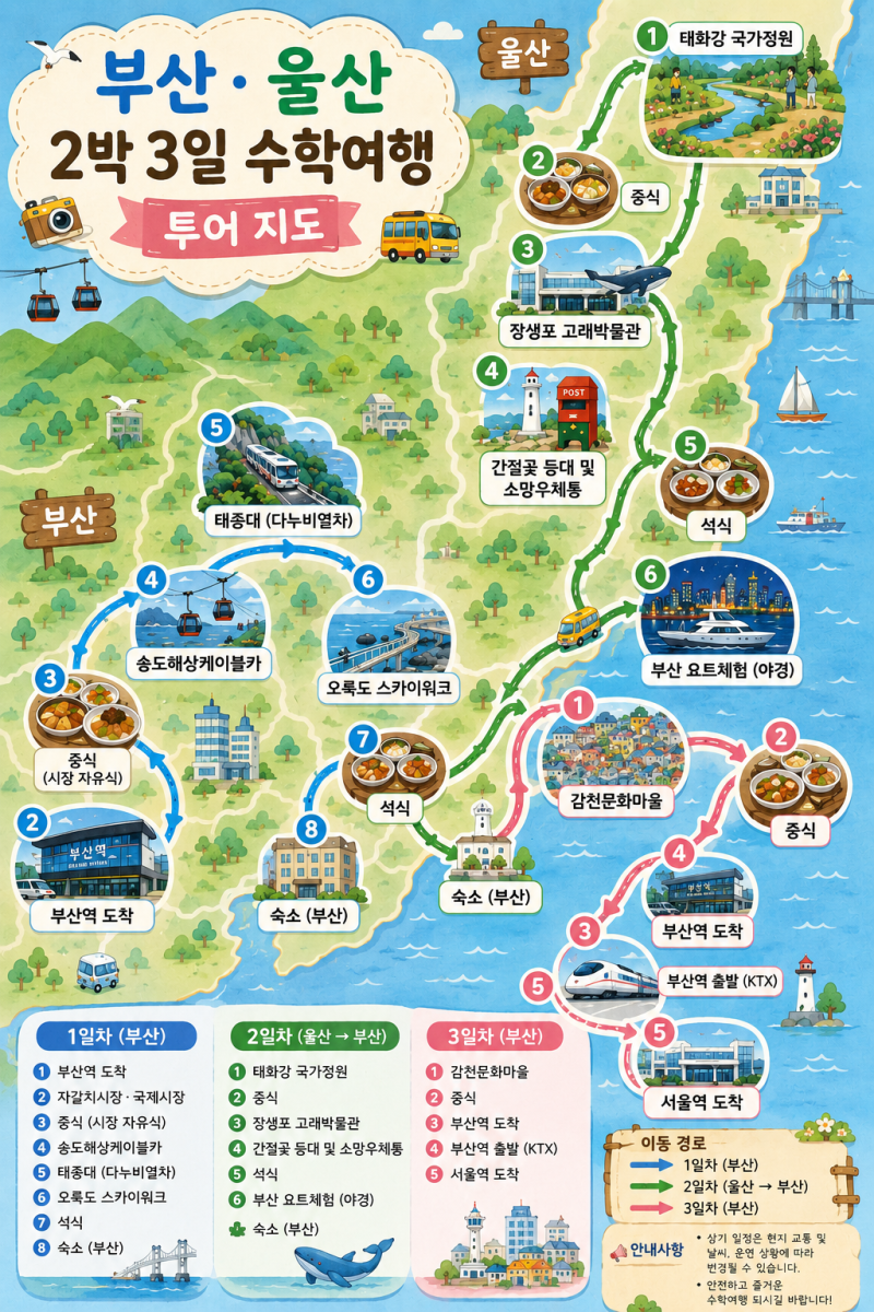 부산 울산 수학여행 2박3일 추천코스｜학생 만족도 높은 부산·울산 체험학습 일정
