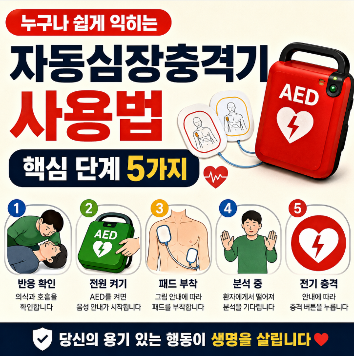 자동심장충격기 사용법, 누구나 쉽게 익히는 핵심 단계 5가지