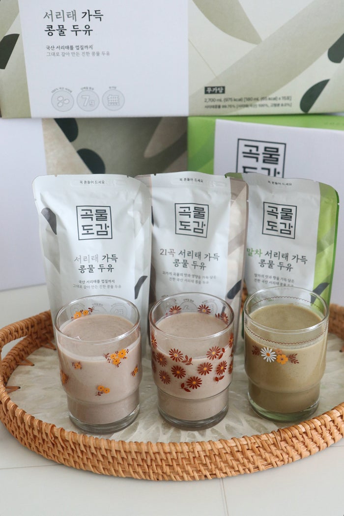 곡물도감 서리태 두유 말차라떼 만들기
