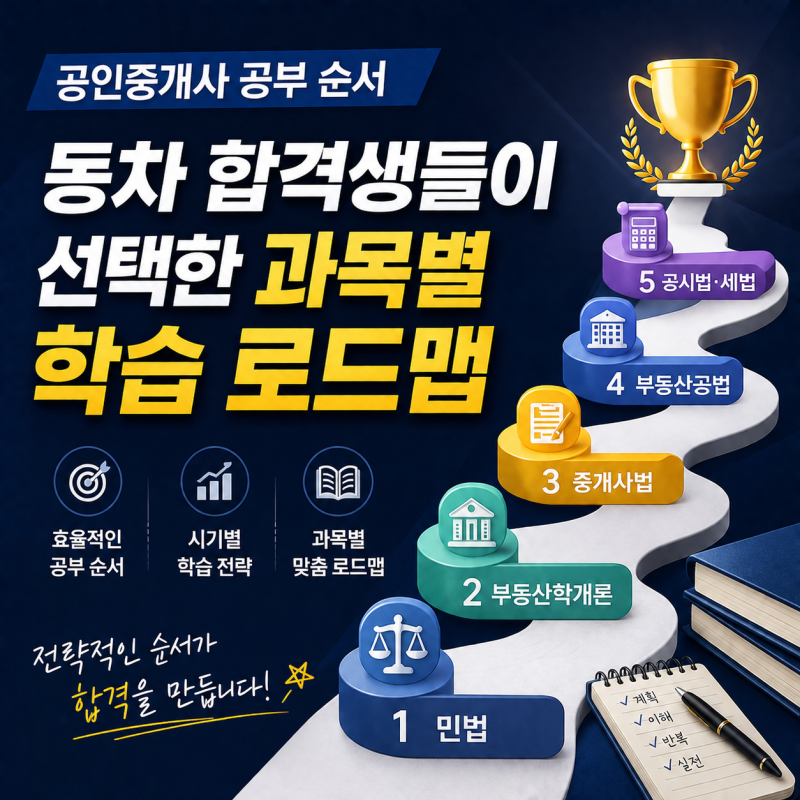 공인중개사 공부 순서, 동차 합격생들이 선택한 과목별 학습 로드맵