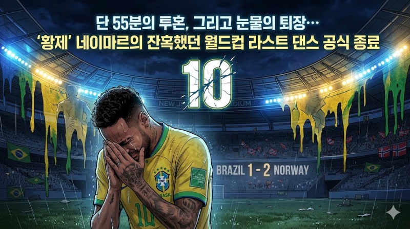 [2026 월드컵] 단 55분 출전과 마지막 터치 골, '축구 황제' 네이마르가 눈물로 월드컵을 마감한....