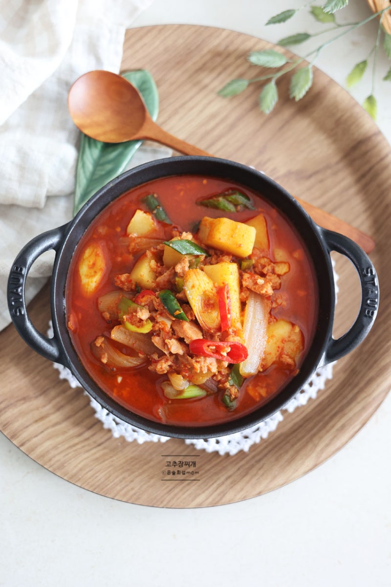 고기없이 백종원 스팸 감자 고추장찌개 레시피