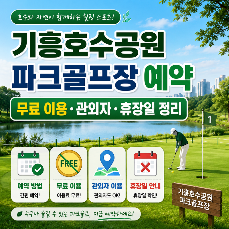 기흥호수공원 파크골프장 예약, 무료 이용·관외자·휴장일 정리