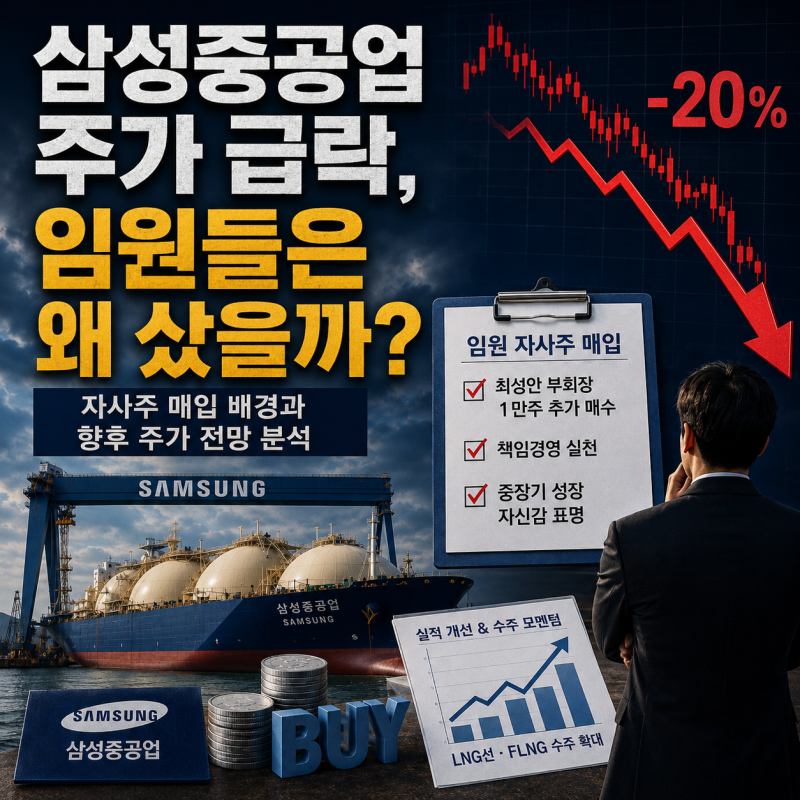 삼성중공업 주가 급락, 임원들은 왜 샀을까? 자사주 매입 의미와 주가 전망