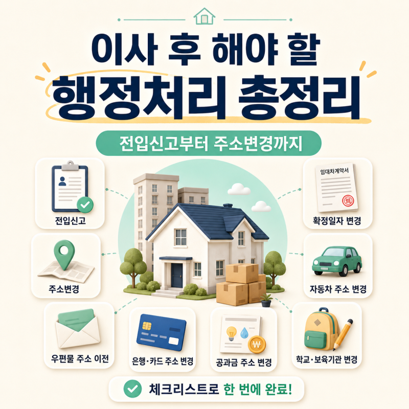 이사 후 해야 할 행정처리 총정리｜전입신고부터 주소변경까지