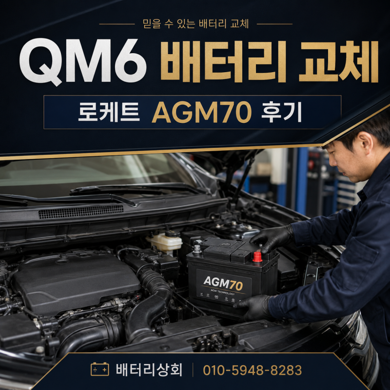 QM6 배터리 교체 로케트 AGM70 후기