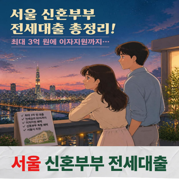 서울 신혼부부 전세대출 총정리! 최대 3억 원에 이자지원까지…