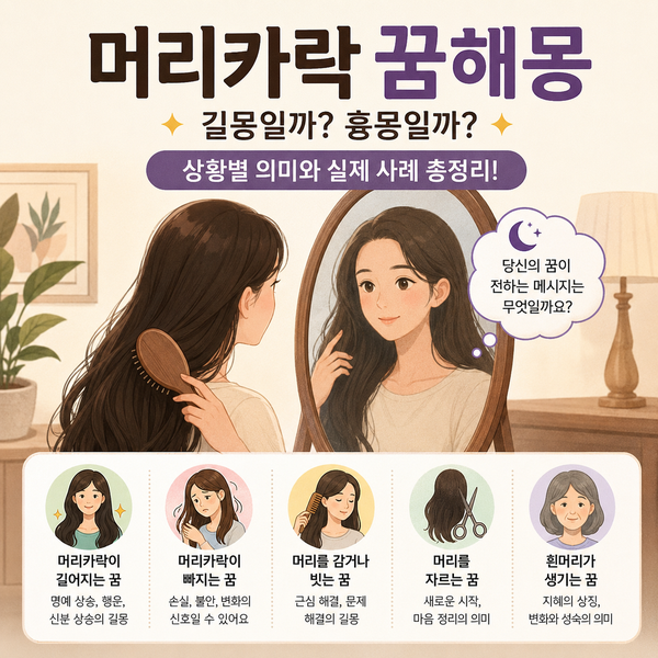머리카락 꿈해몽 총정리｜머리 빠지는 꿈, 머리 자르는 꿈, 흰머리 꿈까지 (2026년 최신)