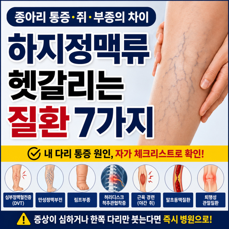 하지정맥류와 헷갈리는 질환 7가지｜종아리 통증, 쥐, 부종의 차이